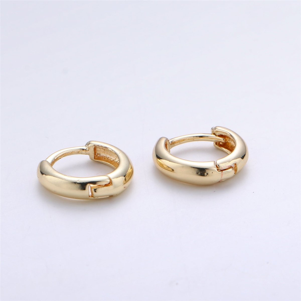 OS 14mm 16K Gold Filled Round One Touch Earring, thick round hoop Jewelry Earrings, Post earrings in Gold Filled K-249 - DLUXCA