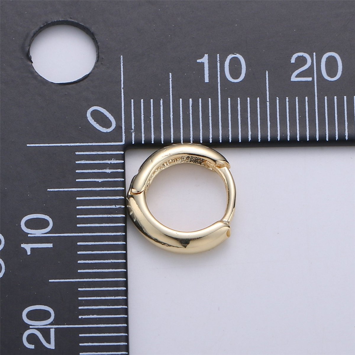 OS 14mm 16K Gold Filled Round One Touch Earring, thick round hoop Jewelry Earrings, Post earrings in Gold Filled K-249 - DLUXCA