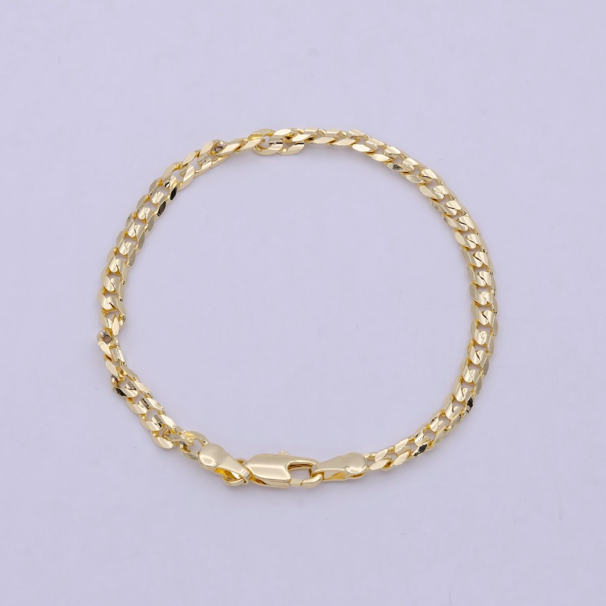 OS 18k Gold Filled Cuban Link Chain Bracelet 7", Gold Curb Chain Bracelet, Miami Cuban Bracelet, Cuban Chain Bracelet Women WA-847 - DLUXCA