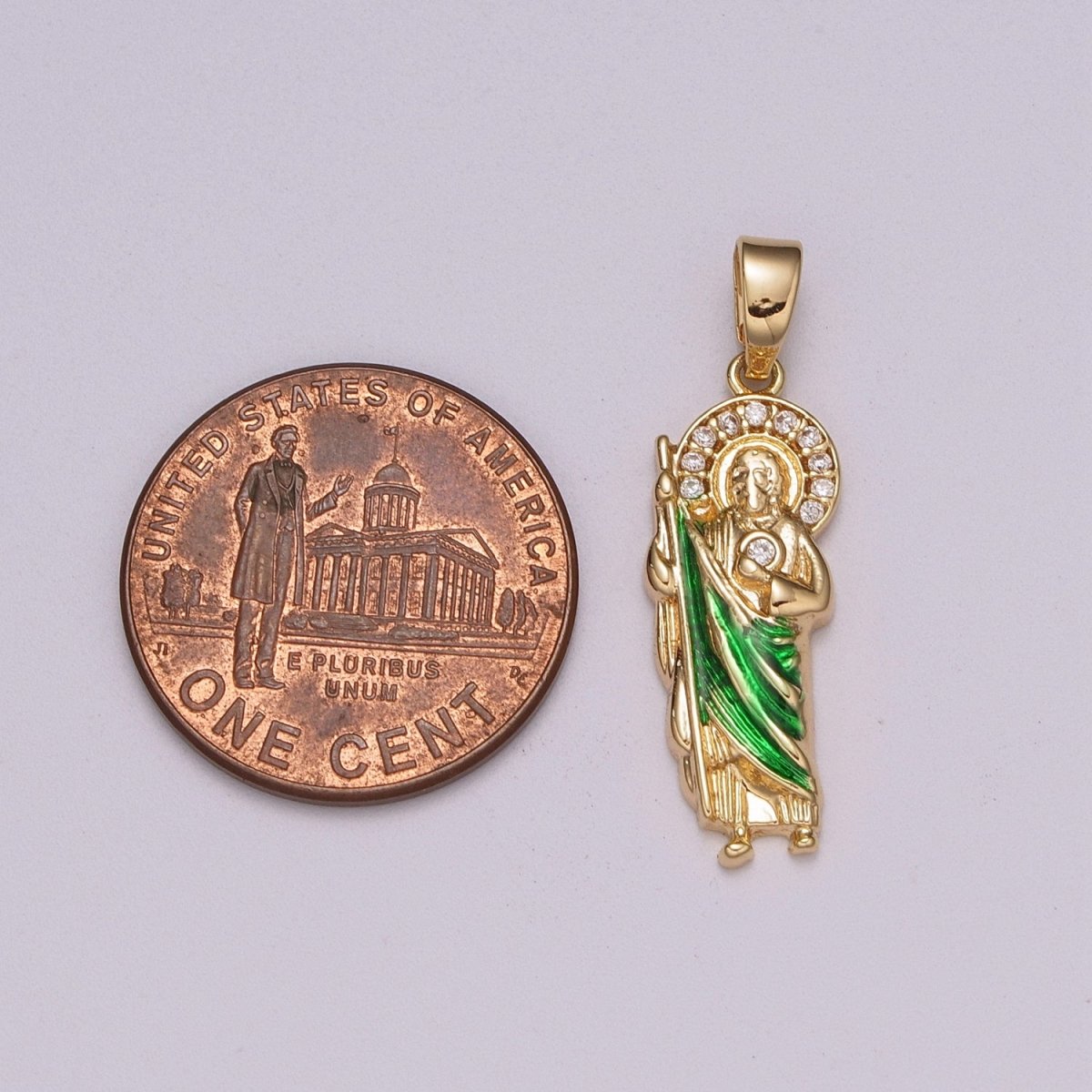OS 18K Gold Filled Saint Jude Necklace Pendant ~San Judas Tadeo Cadena~ Religious Saint Jude~ Grandiosa Cadena de San Judas N-1399 - DLUXCA