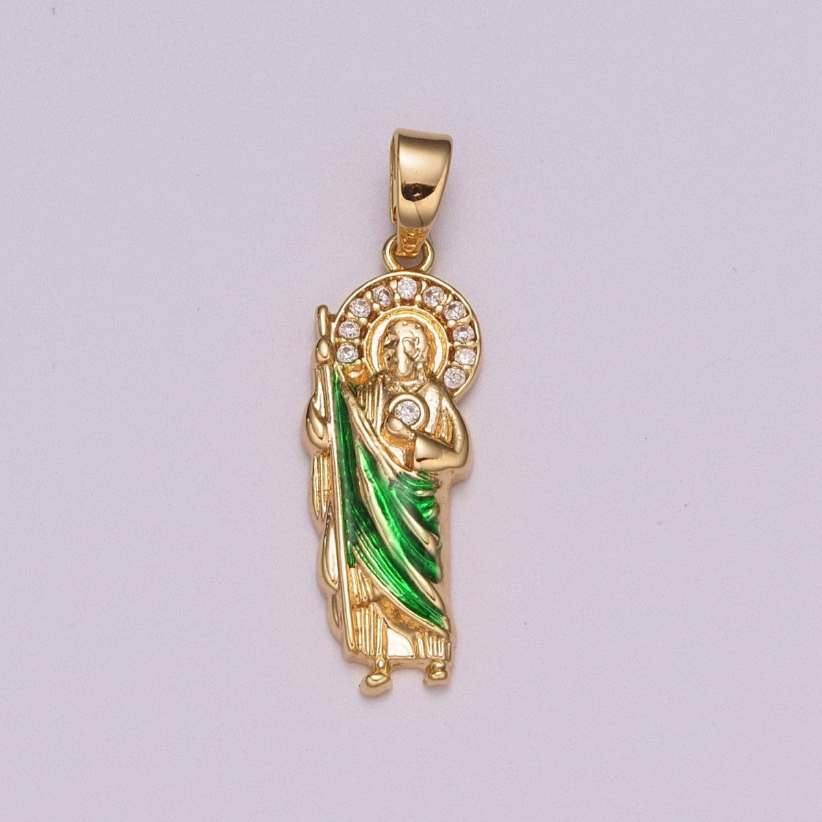 OS 18K Gold Filled Saint Jude Necklace Pendant ~San Judas Tadeo Cadena~ Religious Saint Jude~ Grandiosa Cadena de San Judas N-1399 - DLUXCA