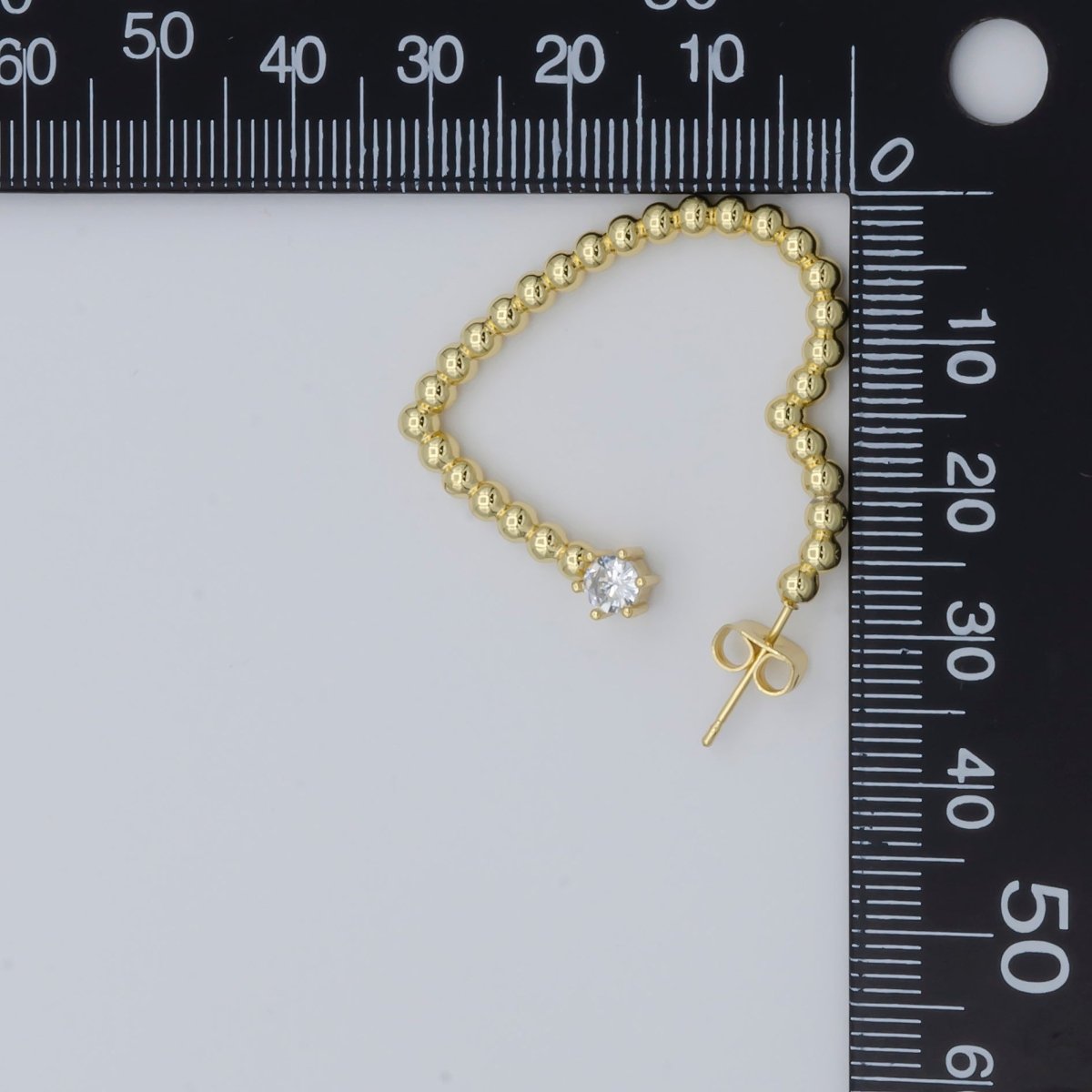 OS 1pair Golden Dotted Heart with Single Crystal Huggies Earrings CZ Gold Filled Tiny Love Heart Shape Casual Daily Wear Earring Jewelry V-043 - DLUXCA