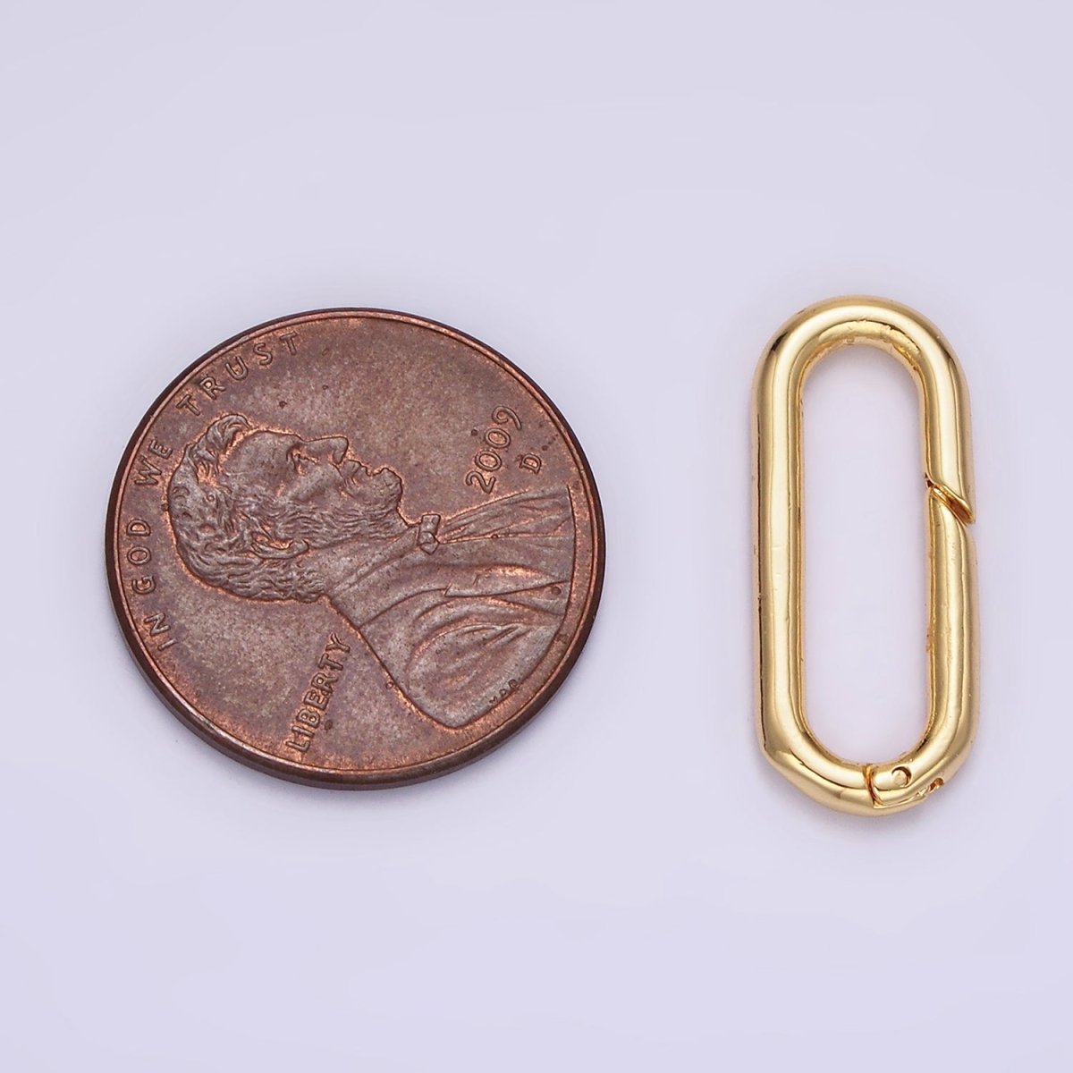 OS 24K Gold Filled 21mm Push Oblong Oval Spring Gate Minimalist Findings Supply | Z575 - DLUXCA