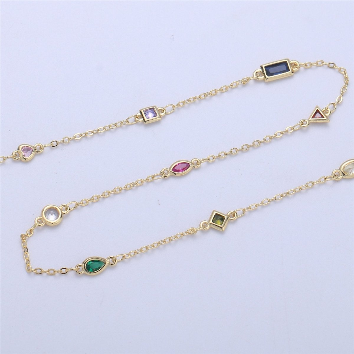 OS 24K Gold Filled Chain Necklace Gold Necklace CZ Stone Necklace Gemstone Necklace Crystal Necklace, Dainty Bulk Chain Necklace By Yard, White Gold Filled DESIGNED Chain Component Supply | ROLL-055, ROLL-056 Clearance Pricing - DLUXCA