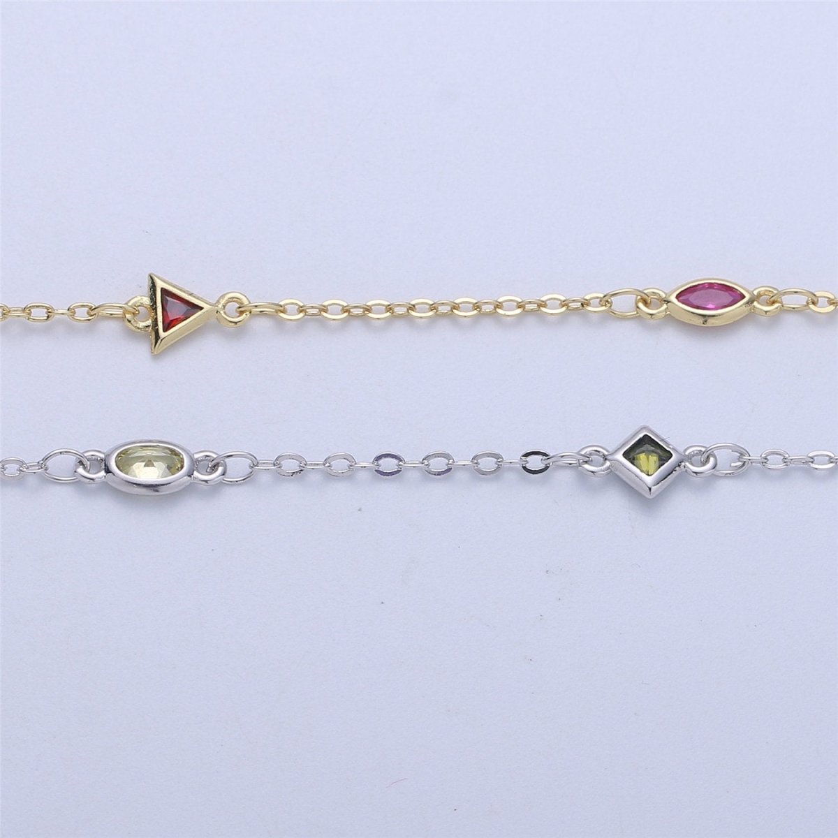 OS 24K Gold Filled Chain Necklace Gold Necklace CZ Stone Necklace Gemstone Necklace Crystal Necklace, Dainty Bulk Chain Necklace By Yard, White Gold Filled DESIGNED Chain Component Supply | ROLL-055, ROLL-056 Clearance Pricing - DLUXCA