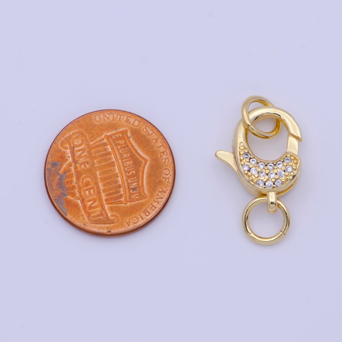 OS 24K Gold Filled Micro Paved Lobster Clasps Closure Cubic Zirconia Jewelry Findings L-923 - DLUXCA