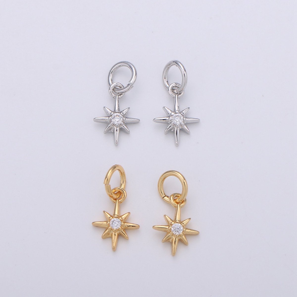 OS 24k Gold Filled Tiny Star Charm Gold North Star Charm Micro Pave Celestial Charm GF Necklace Bracelet Earring Jewelry Making Supply D-080 - DLUXCA