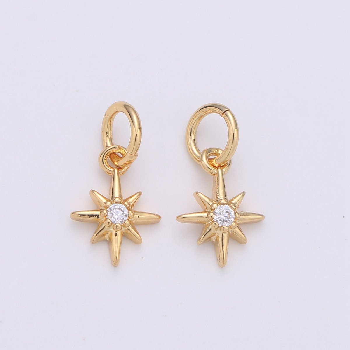 OS 24k Gold Filled Tiny Star Charm Gold North Star Charm Micro Pave Celestial Charm GF Necklace Bracelet Earring Jewelry Making Supply D-080 - DLUXCA