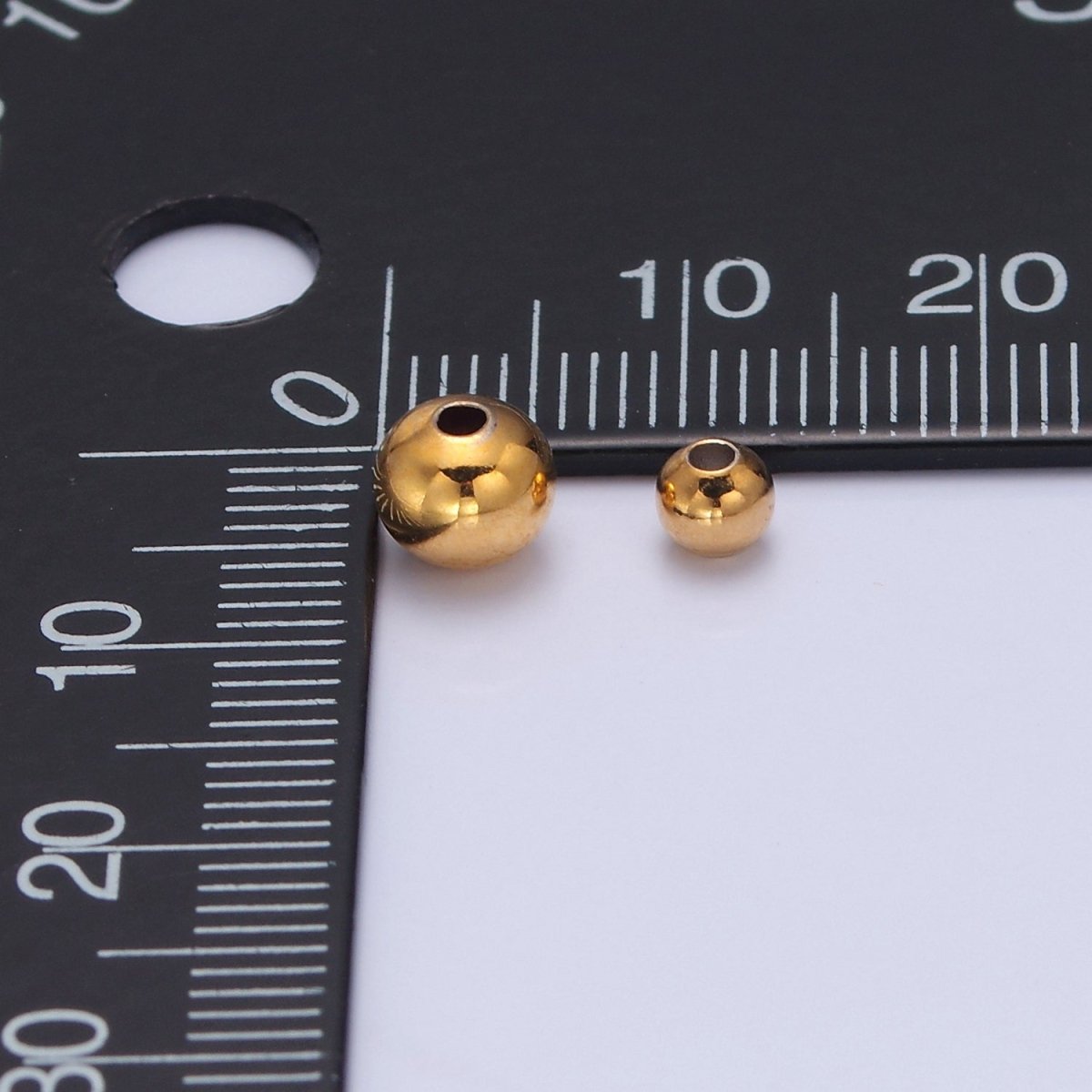 OS 4mm / 6mm 24K Gold Filled Beads. Gold Spacer Beads, Gold Spacer Ball Bracelet Connectors, Wholesale Jewelry Supplier L-744 L-745 - DLUXCA