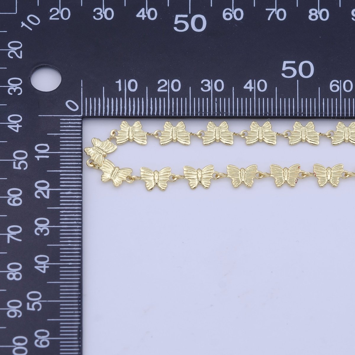 OS Butterfly Charm 24K Filled Gold Chain by Yard, Fancy Charm Chain, Wholesale bulk Roll Chain for Jewelry Making, Thickness 0.6mm | ROLL-458 Clearance Pricing - DLUXCA