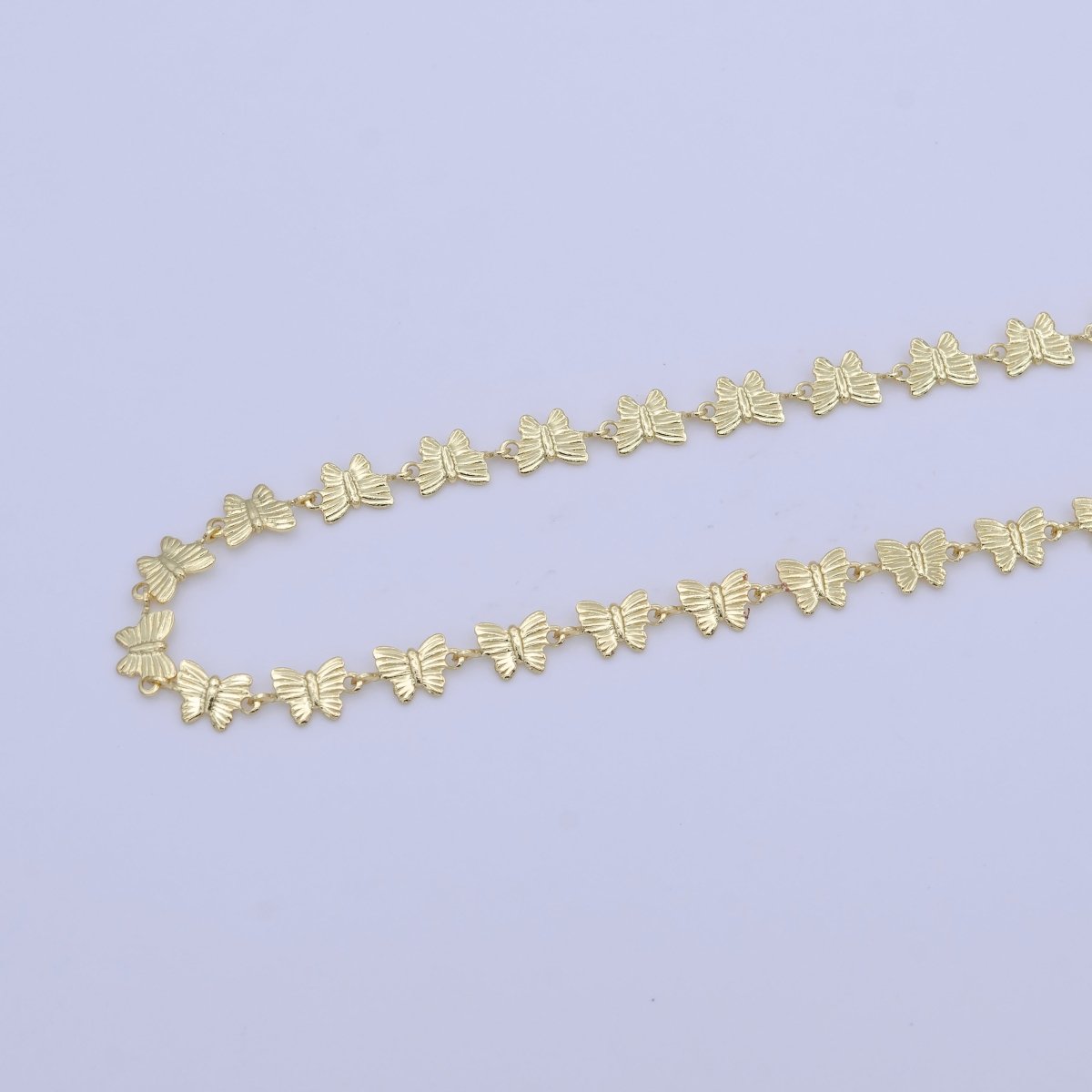 OS Butterfly Charm 24K Filled Gold Chain by Yard, Fancy Charm Chain, Wholesale bulk Roll Chain for Jewelry Making, Thickness 0.6mm | ROLL-458 Clearance Pricing - DLUXCA