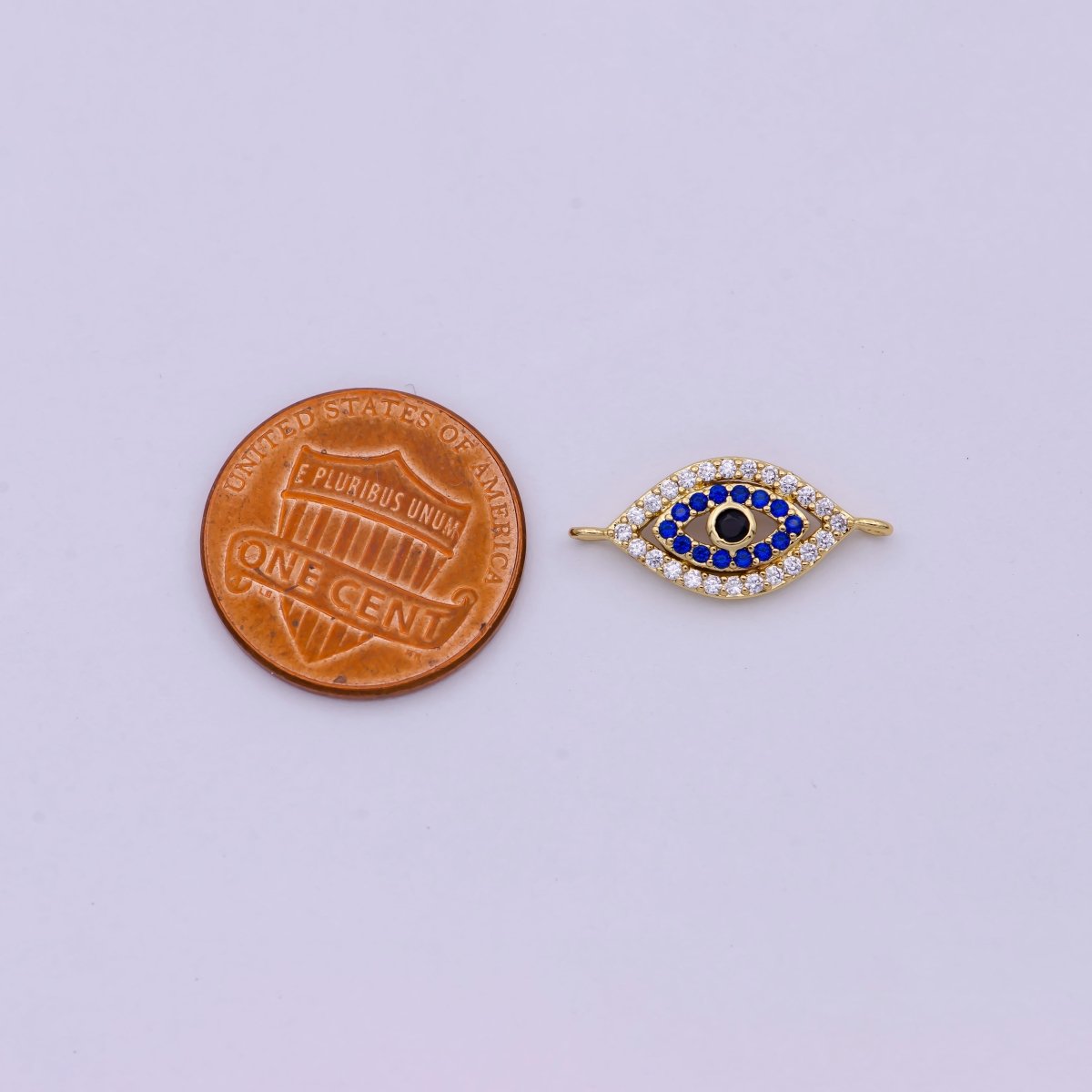 OS Dainty Gold Evil Eye Charm Connector for Bracelet Necklace Supply F-685 - DLUXCA