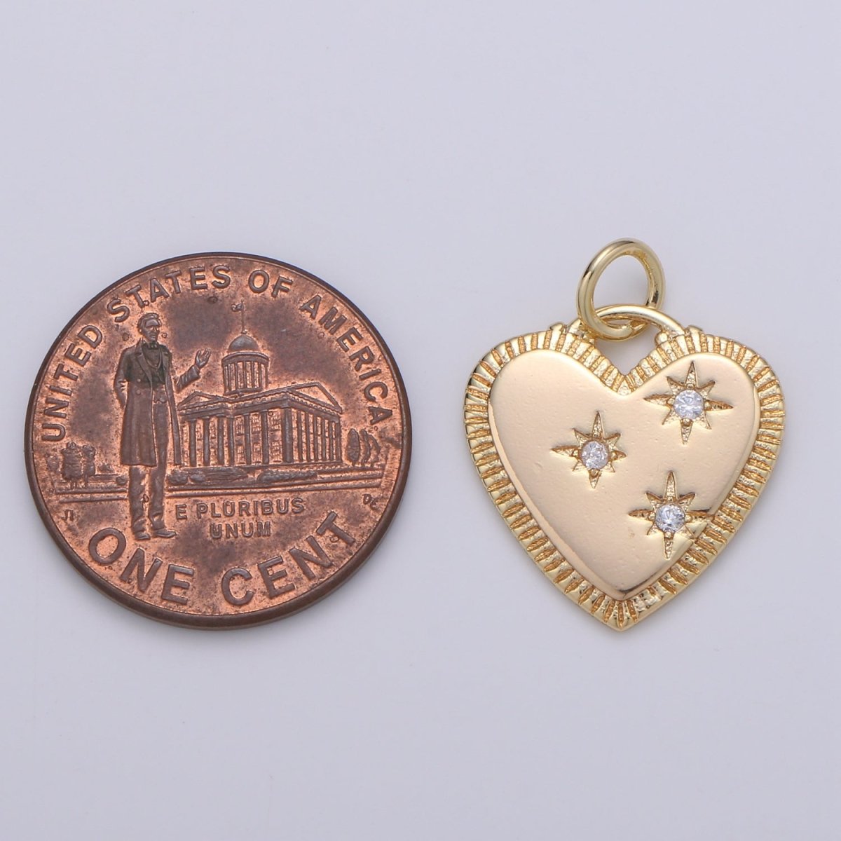 OS Dainty Gold Filled Stars Heart Charm D-890 - DLUXCA