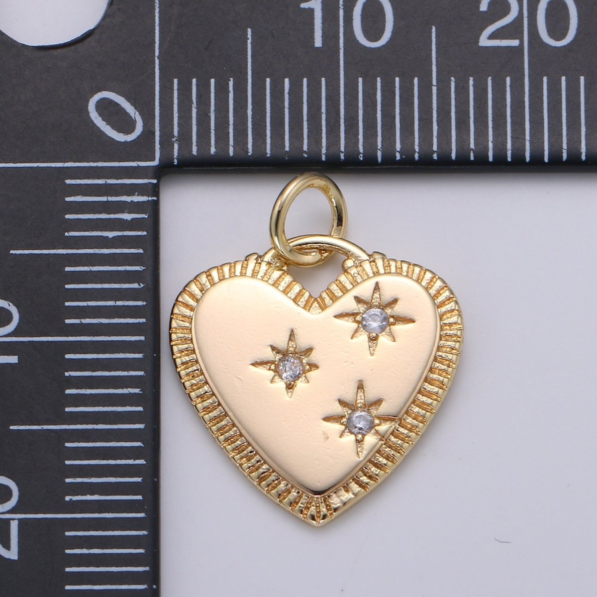 OS Dainty Gold Filled Stars Heart Charm D-890 - DLUXCA