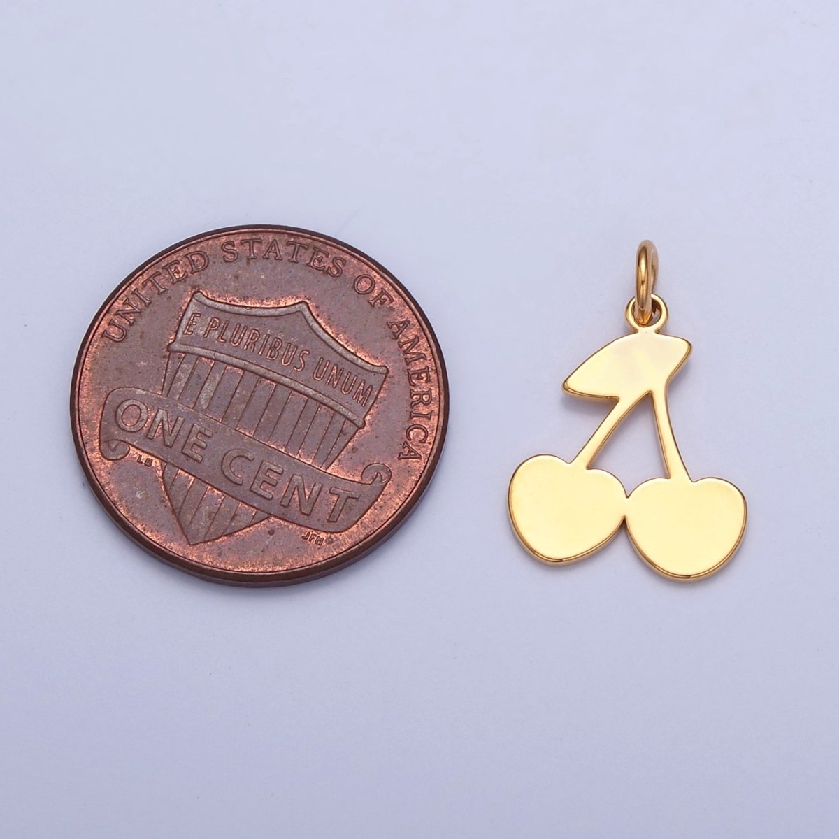 OS Dainty Gold Flat Cherry Pendant Only Charm for Necklace Bracelet Earring 14K or 24K Gold Filled W-252 W-468 - DLUXCA