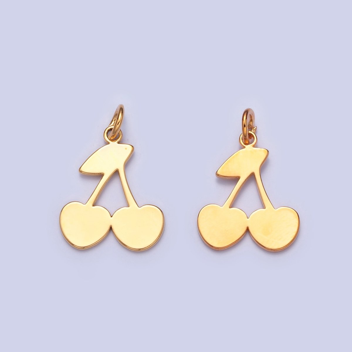 OS Dainty Gold Flat Cherry Pendant Only Charm for Necklace Bracelet Earring 14K or 24K Gold Filled W-252 W-468 - DLUXCA