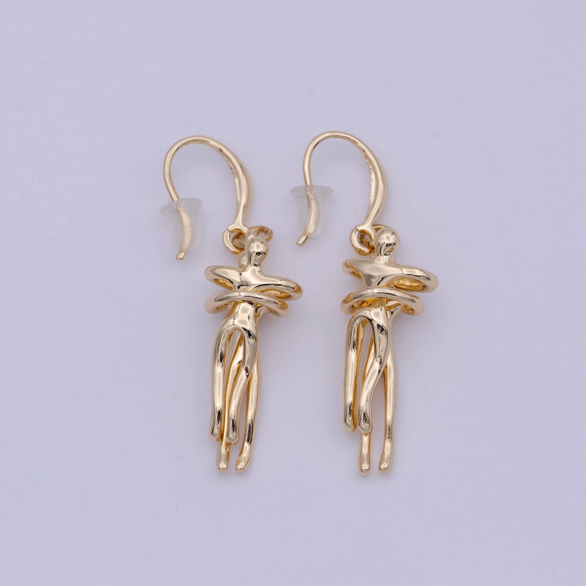 OS Dainty Gold Soulmate French Hook Earring Friendship Earring T-019 - DLUXCA