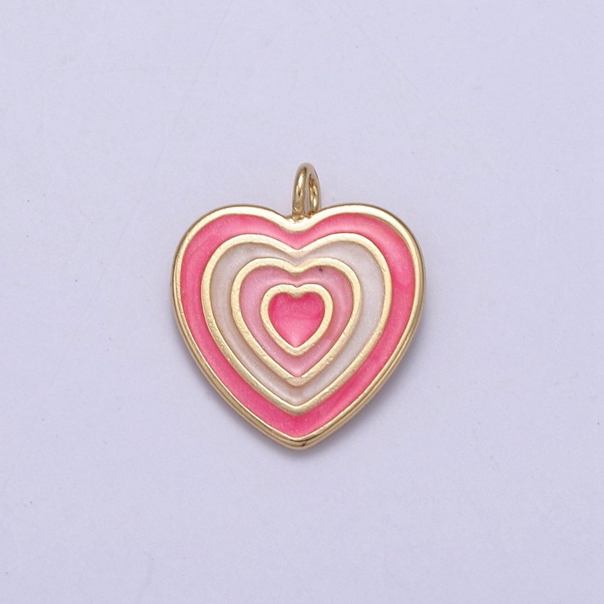 OS Dainty Pink Heart Charm Color Enamel Heart Charm | Valentine's Day Charms N-881 - DLUXCA