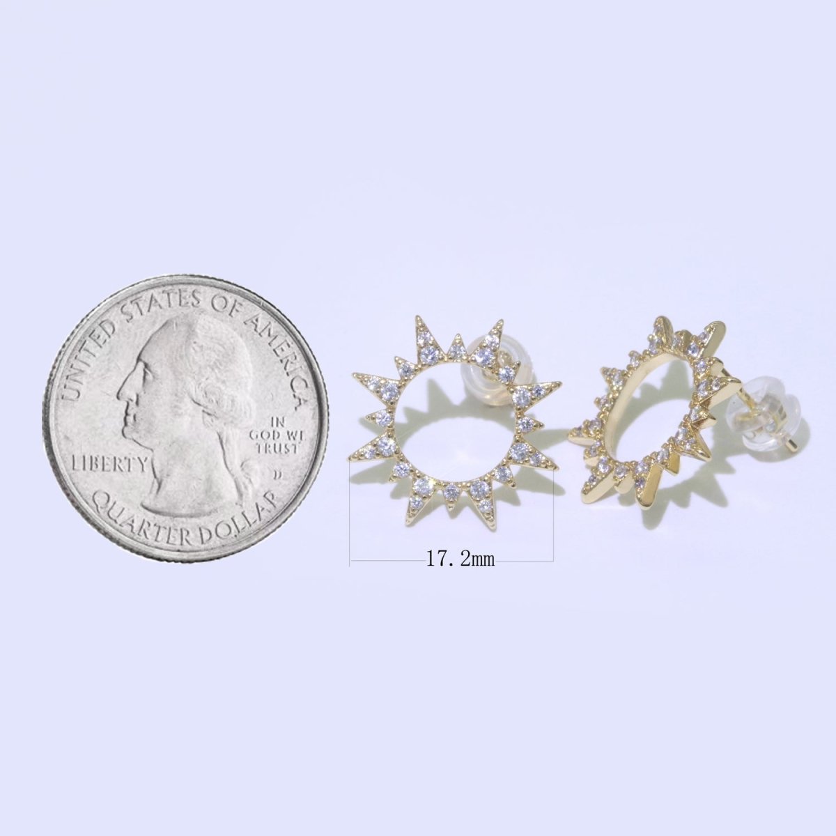 OS Dainty Sun Burst CZ Stud Earring T-048 - DLUXCA