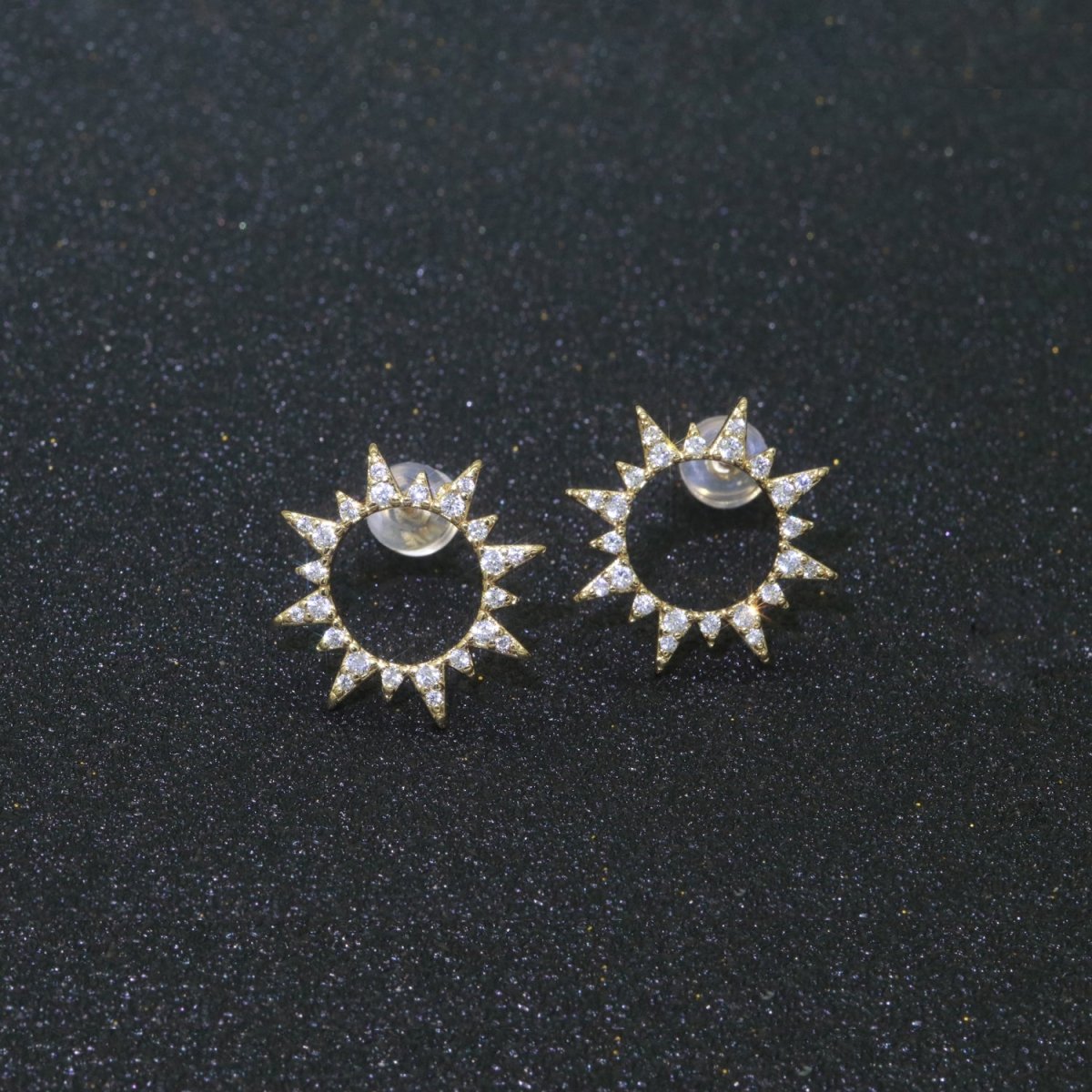 OS Dainty Sun Burst CZ Stud Earring T-048 - DLUXCA