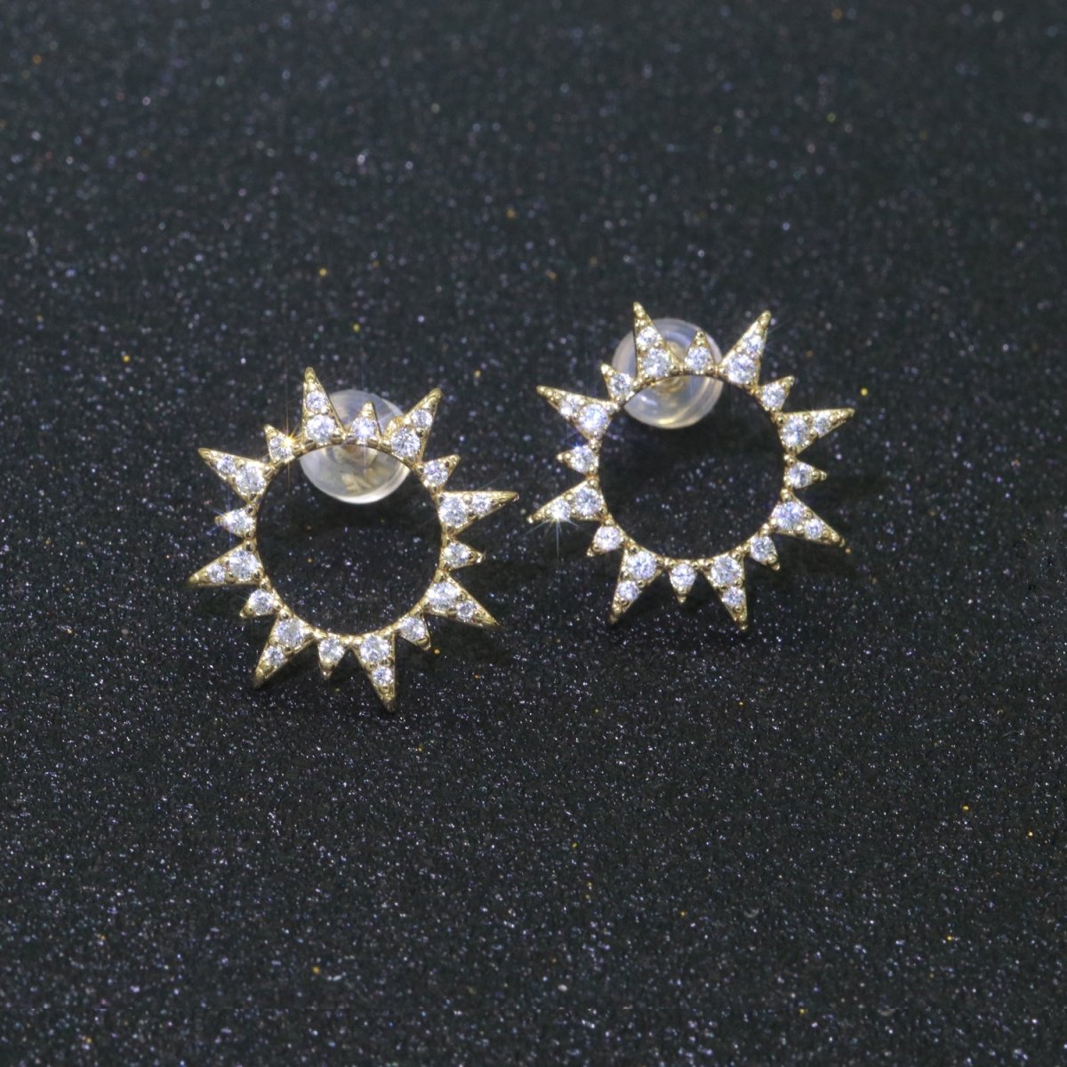 OS Dainty Sun Burst CZ Stud Earring T-048 - DLUXCA