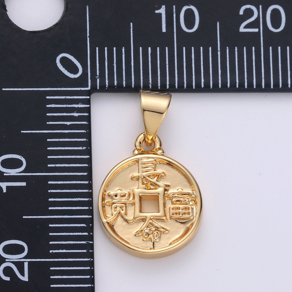 OS Double Sided Chinese Coin Charms, Dynasty, Lucky Coin Charm, Gold Chinese Coin in 24K Gold Filled Pendant For Jewelry Making I-869 - DLUXCA