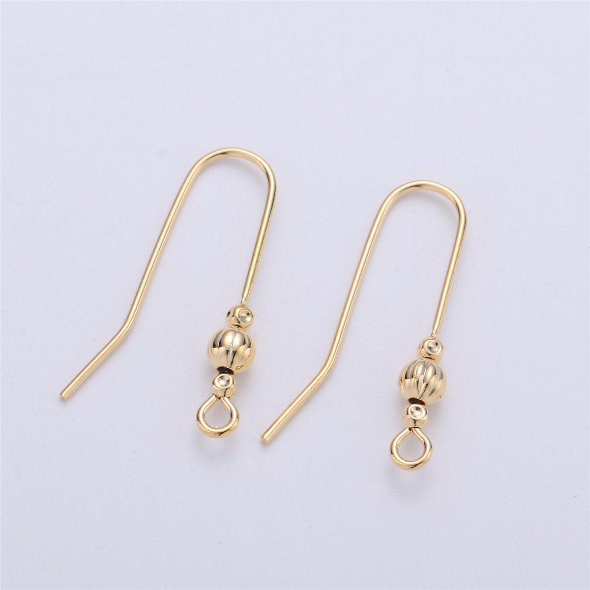OS Ear Hooks 14k Gold Filled Ear Wires with Open Link for Charm, Handmade Earring Findings, Gold Earwires, DIY Jewelry Supply Component K-222 - DLUXCA