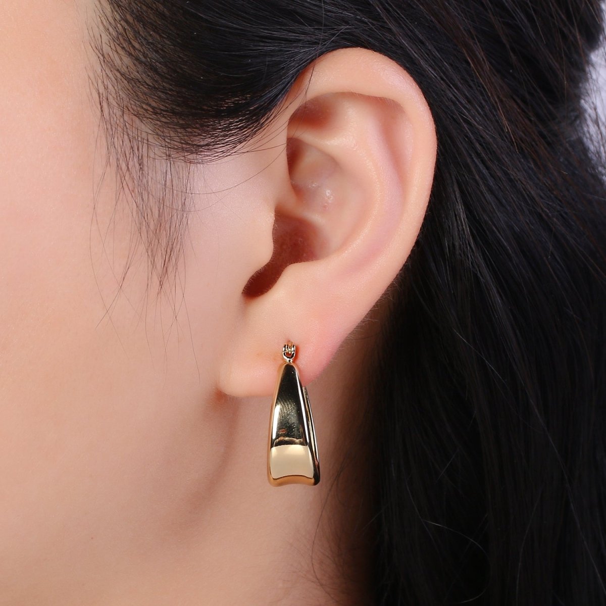 OS Gold chunky hoop earring 14k Gold Filled Earring hypoallergenic / gold hoop earrings / Bold hoops / thick hoop earrings for gift P-091 - DLUXCA