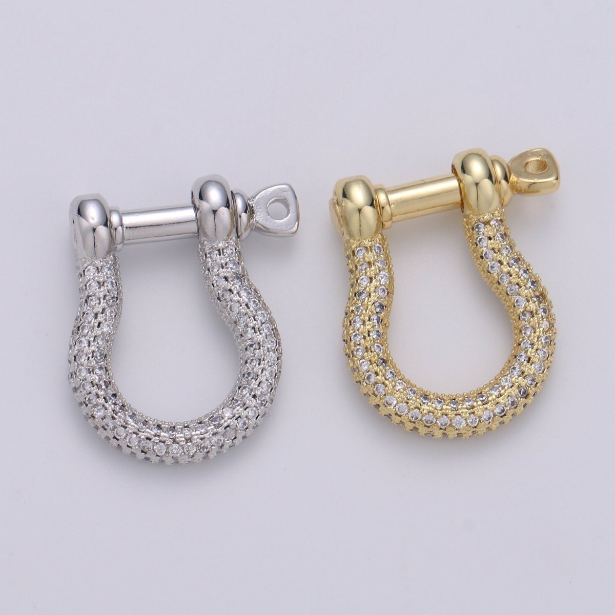 OS Gold Shackle Clasp U Lock Clasp With Screw Rod for U Lock Micro Pave Carabiner clasp Cz Anchor Shackle for Jewelry Making K-924 K-925 - DLUXCA