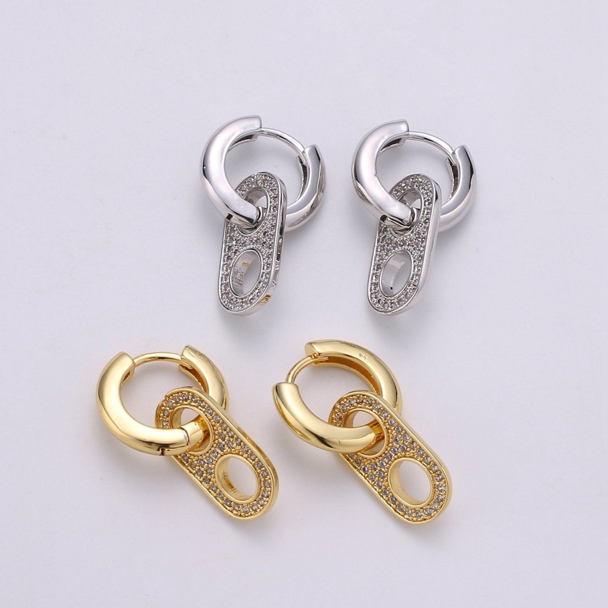 OS Gold Soda Pull-tab Earring Charm Micro Pave Hoop Earring Soda Cap  Jewelry Silver Soda Tab Earring Q-203