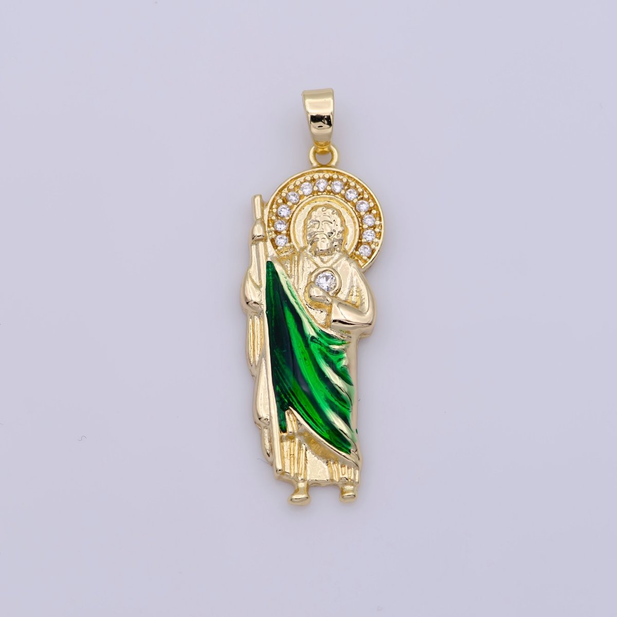 OS Micro Paved Gold Filled Saint San Judas Religious Pendant | N-1333 - DLUXCA