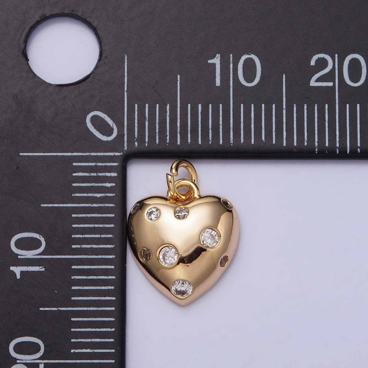 OS Mini Gold Heart Charm with CZ Stone Dots Bubble Love Valentine Jewelry Pendant AC508 AC509 - DLUXCA