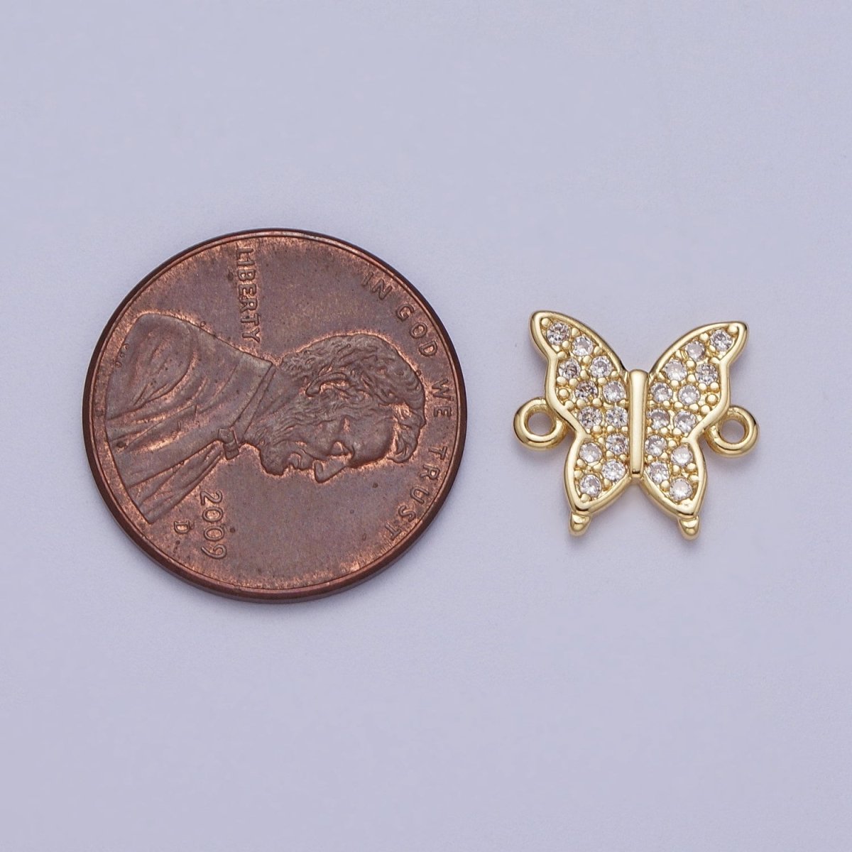 OS Mini Micro Paved CZ Mariposa Butterfly Jewelry Connector Supply F-606 - DLUXCA