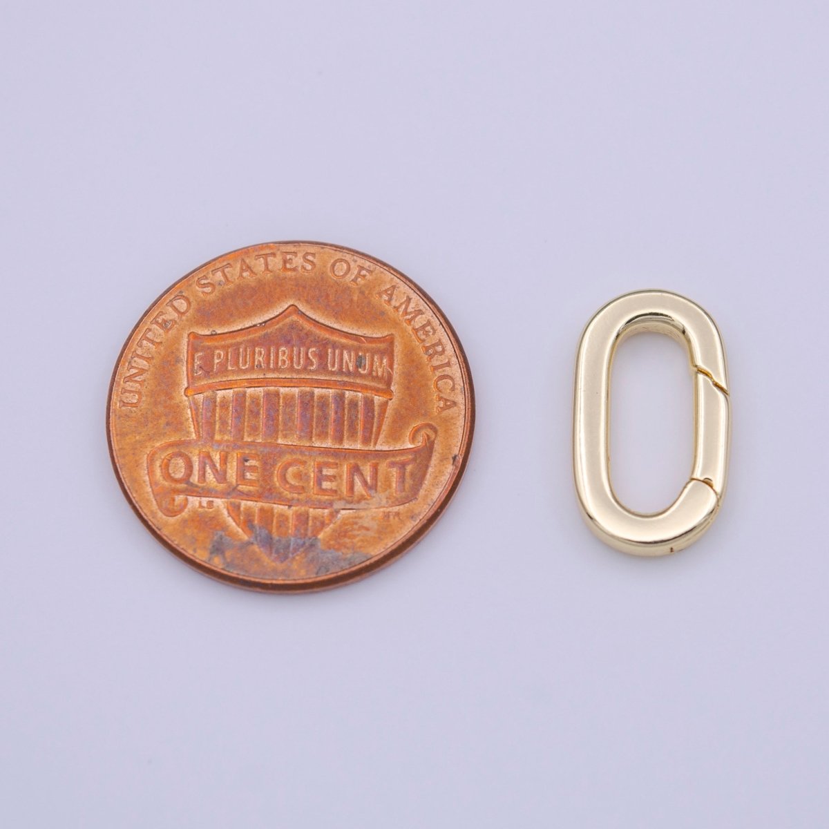 OS Minimalist 14mm Oval Oblong Push Spring Ring Gate Gold Jewelry Supply | K-235 - DLUXCA
