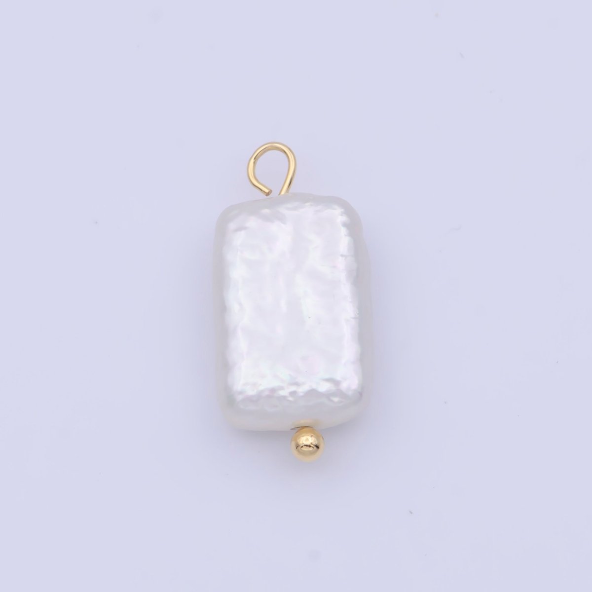 OS Rectangular Flat 18mm Natural White Freshwater Pearl Charm C-171 - DLUXCA