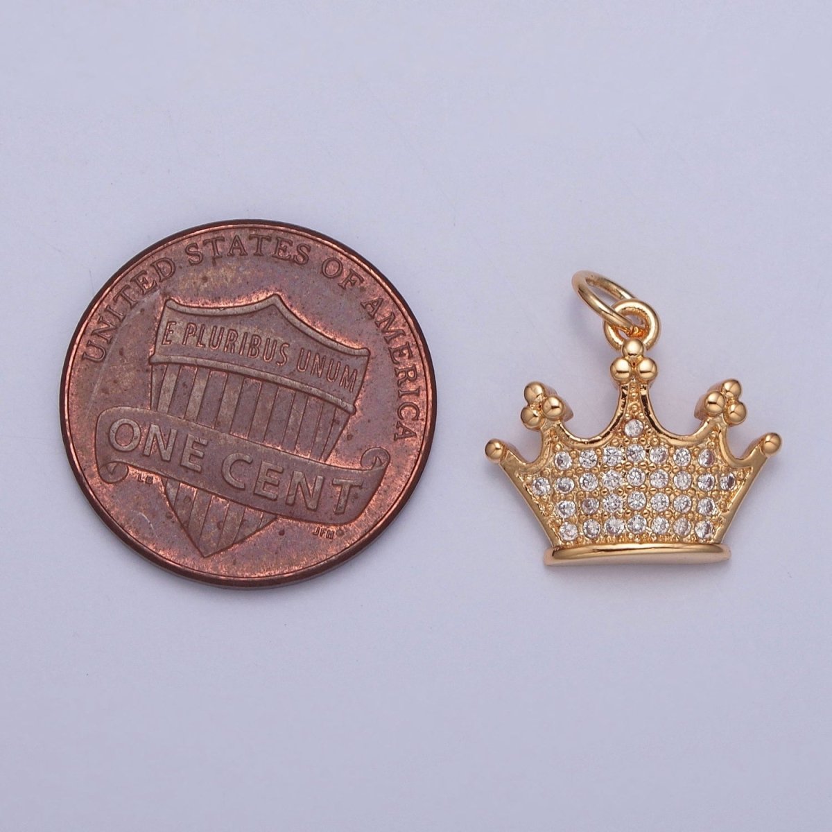 OS Royal Gold Queen's Crown Micro Paved Cubic Zirconia Jewelry Add On Charm | X-251 - DLUXCA
