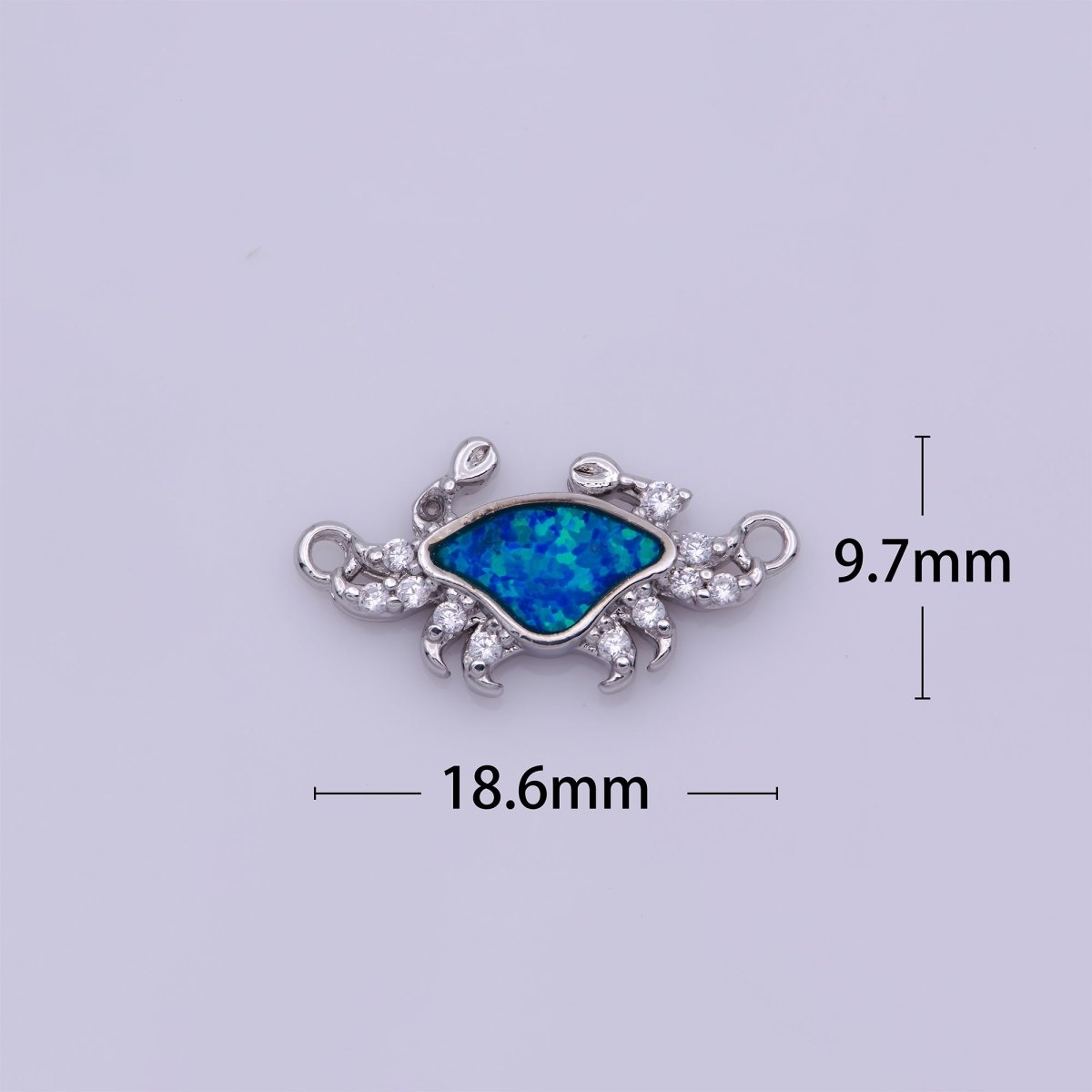 OS Silver, Gold Filled Green Blue Opal Crab, Animal Lover, Sea, Ocean, Marine, Cubic Zirconia Necklace Bracelet Charm CONNECTOR For Jewelry Making | F-118 - DLUXCA