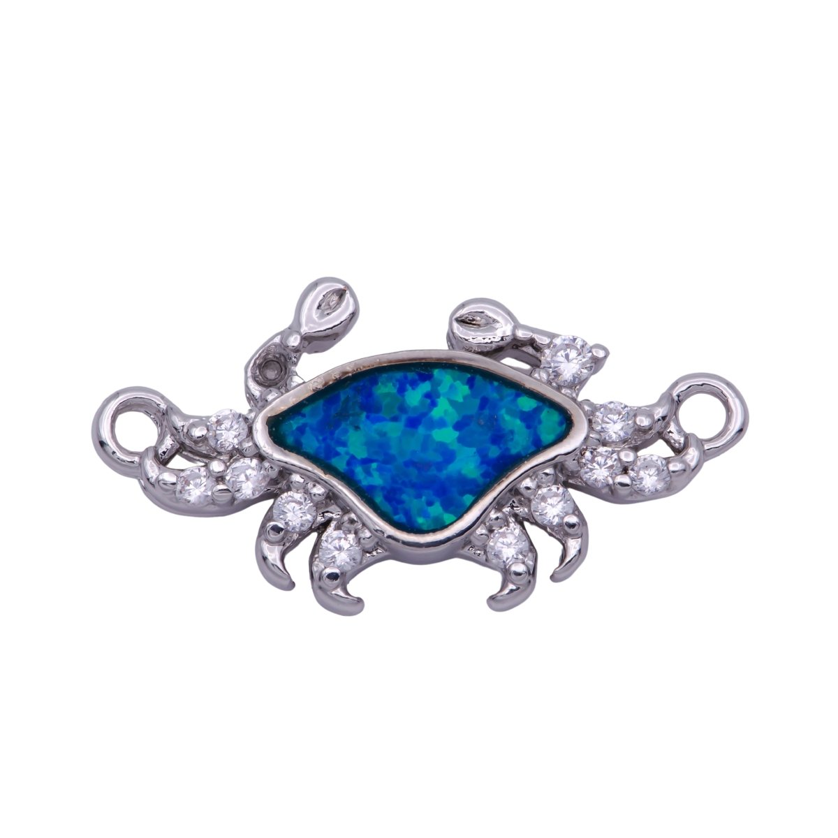 OS Silver, Gold Filled Green Blue Opal Crab, Animal Lover, Sea, Ocean, Marine, Cubic Zirconia Necklace Bracelet Charm CONNECTOR For Jewelry Making | F-118 - DLUXCA