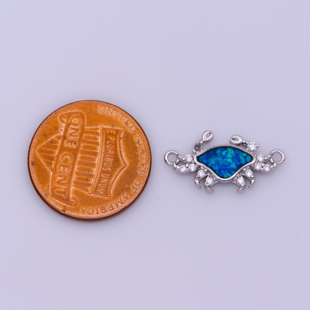 OS Silver, Gold Filled Green Blue Opal Crab, Animal Lover, Sea, Ocean, Marine, Cubic Zirconia Necklace Bracelet Charm CONNECTOR For Jewelry Making | F-118 - DLUXCA