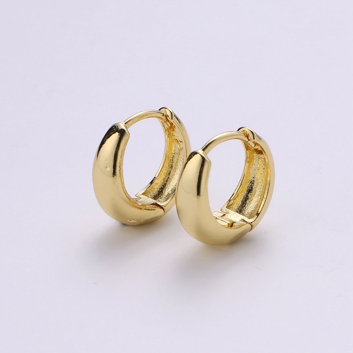 OS Simple Minimalist Thick Gold Filled Rose Gold / Silver / Gold Huggies K-658 - DLUXCA