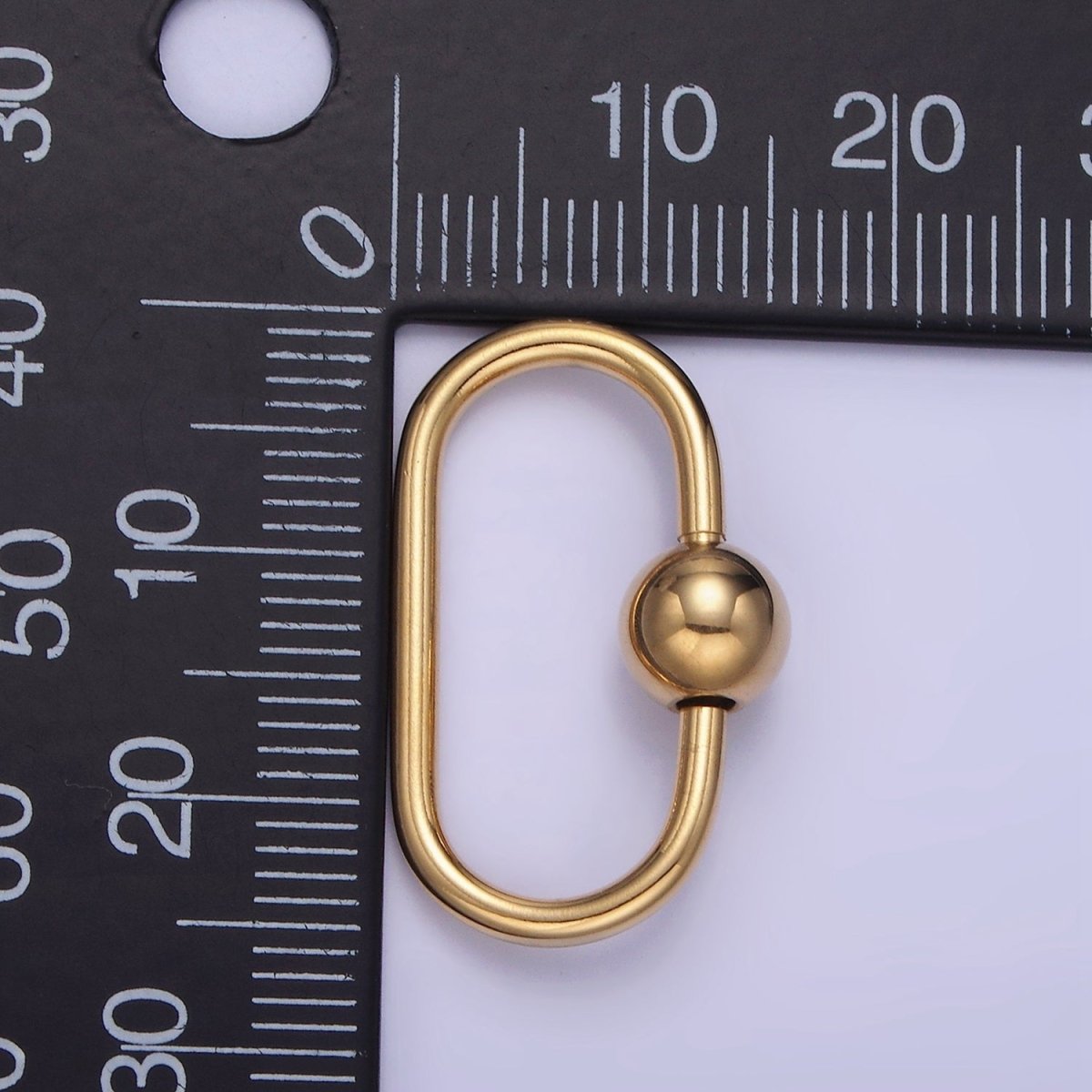 OS Stainless Steel 25mm Bead Oval Oblong Carabiner Closure Finding | Z691 - DLUXCA