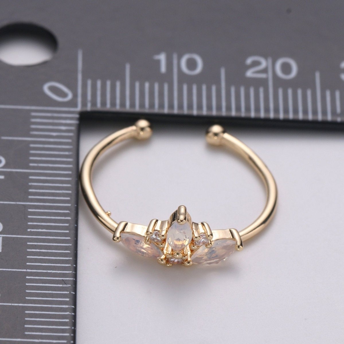 OS Triple Marquise Ring, Cz Ring, Crown Ring, Stacking Rings, Curved Ring, Birthday Gift for Her, Anniversary Gift, Crown Gold Ring Open Ring | R-124 - DLUXCA