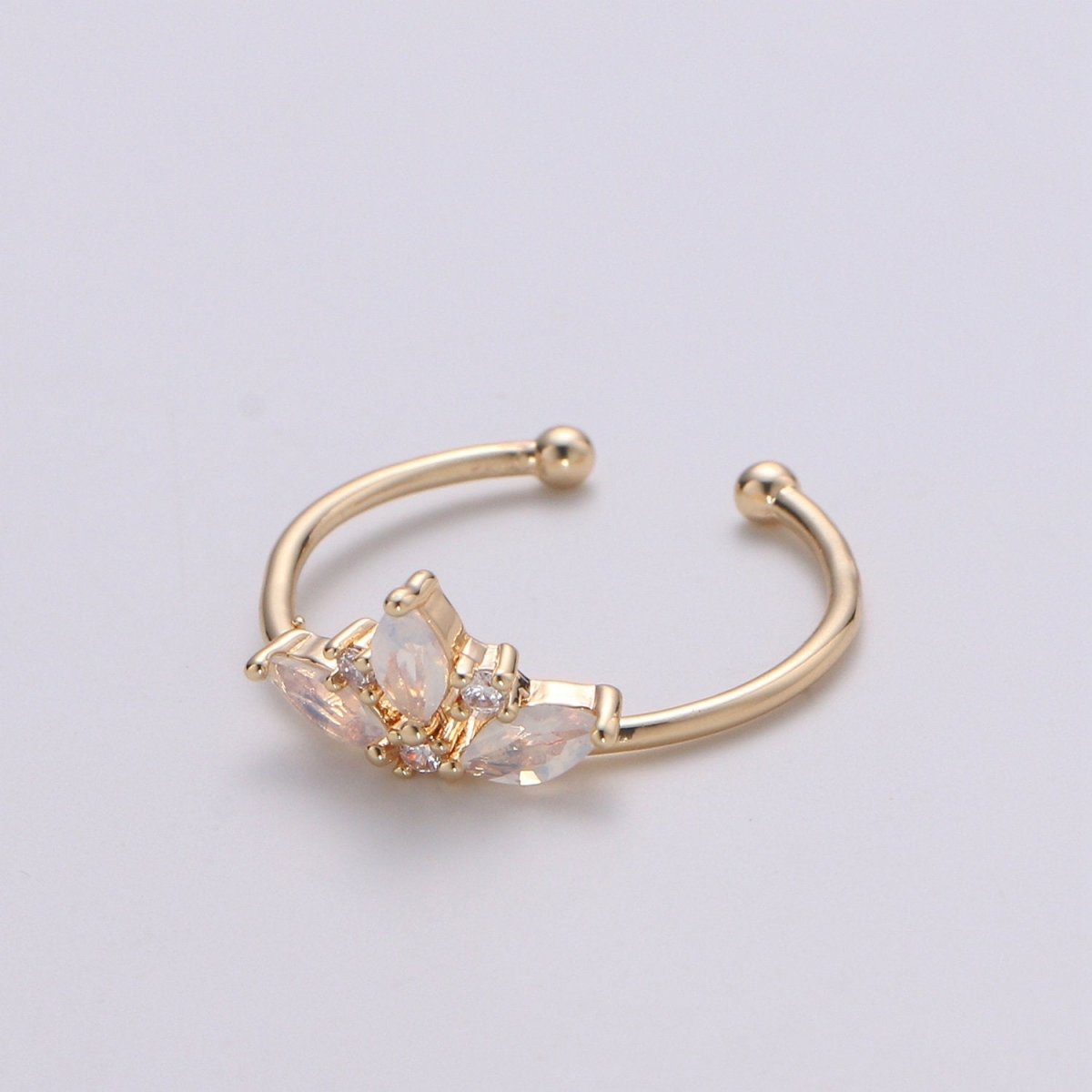 OS Triple Marquise Ring, Cz Ring, Crown Ring, Stacking Rings, Curved Ring, Birthday Gift for Her, Anniversary Gift, Crown Gold Ring Open Ring | R-124 - DLUXCA