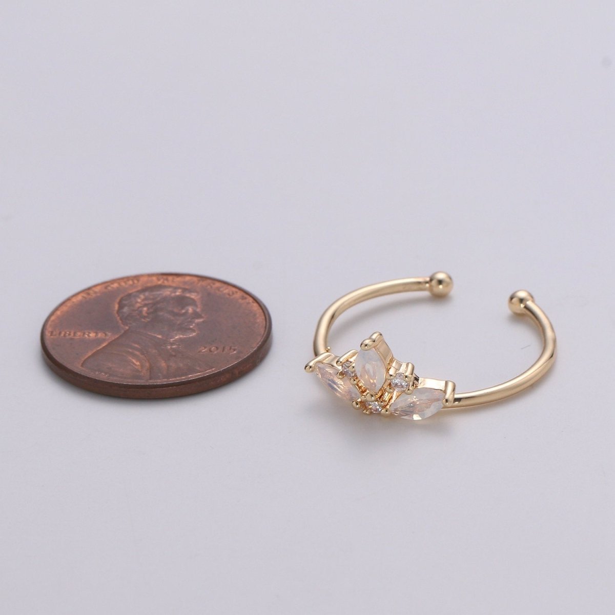 OS Triple Marquise Ring, Cz Ring, Crown Ring, Stacking Rings, Curved Ring, Birthday Gift for Her, Anniversary Gift, Crown Gold Ring Open Ring | R-124 - DLUXCA