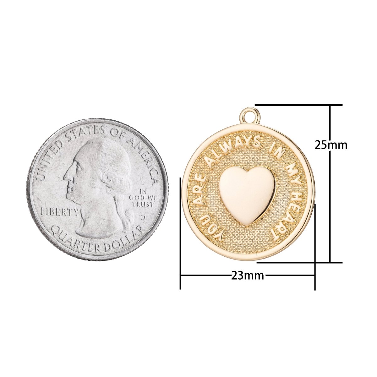 OS You are always in my heart Charm Coin Pendant for Necklace Earring Bracelet Jewelry MakingC-327 - DLUXCA