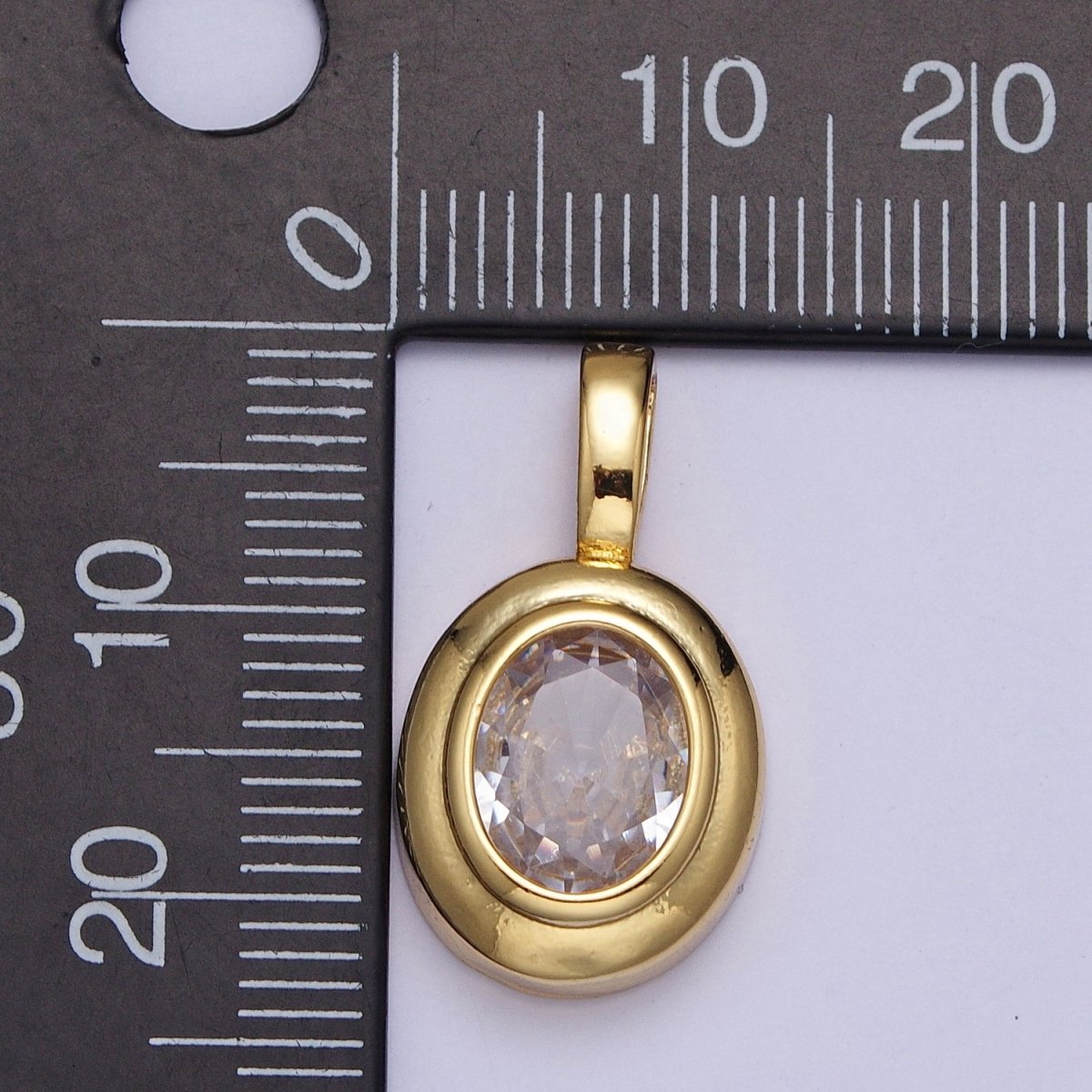Oval Clear Cubic Zirconia Minimalist Gold Pendant For DIY Jewelry Making | X-520 - DLUXCA