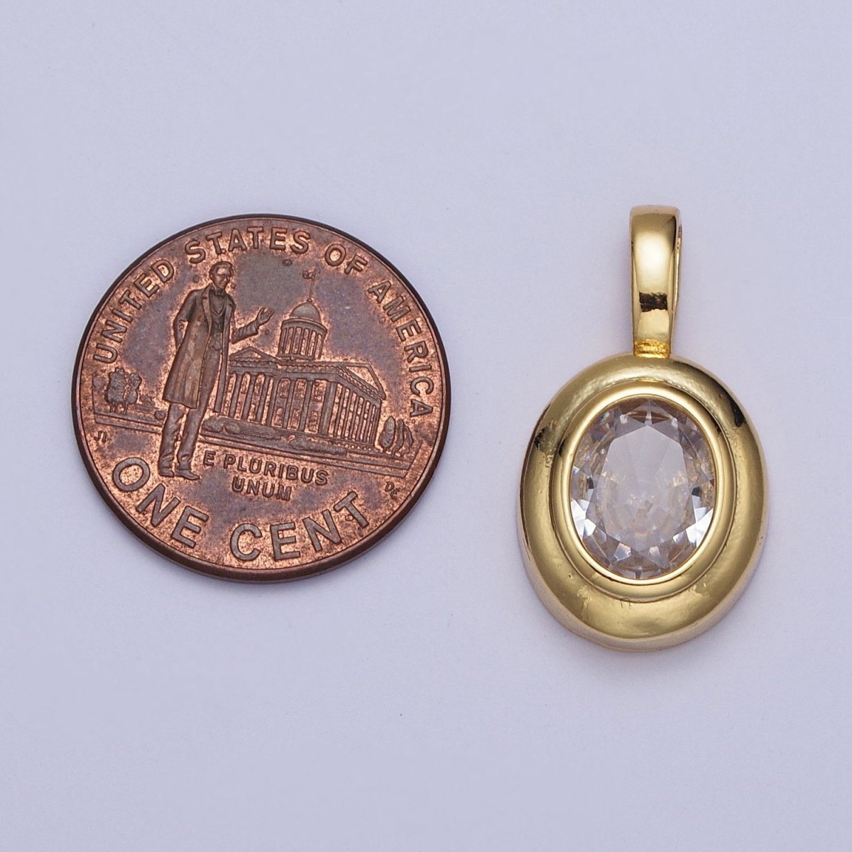 Oval Clear Cubic Zirconia Minimalist Gold Pendant For DIY Jewelry Making | X-520 - DLUXCA