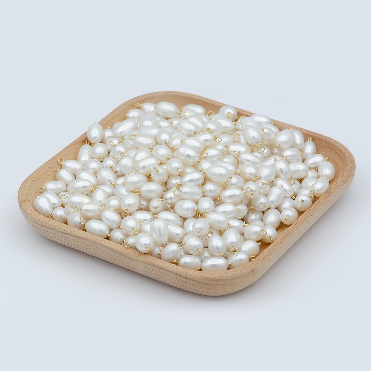 Oval Freshwater Pearl White Pearl Charm - P-1821 - DLUXCA