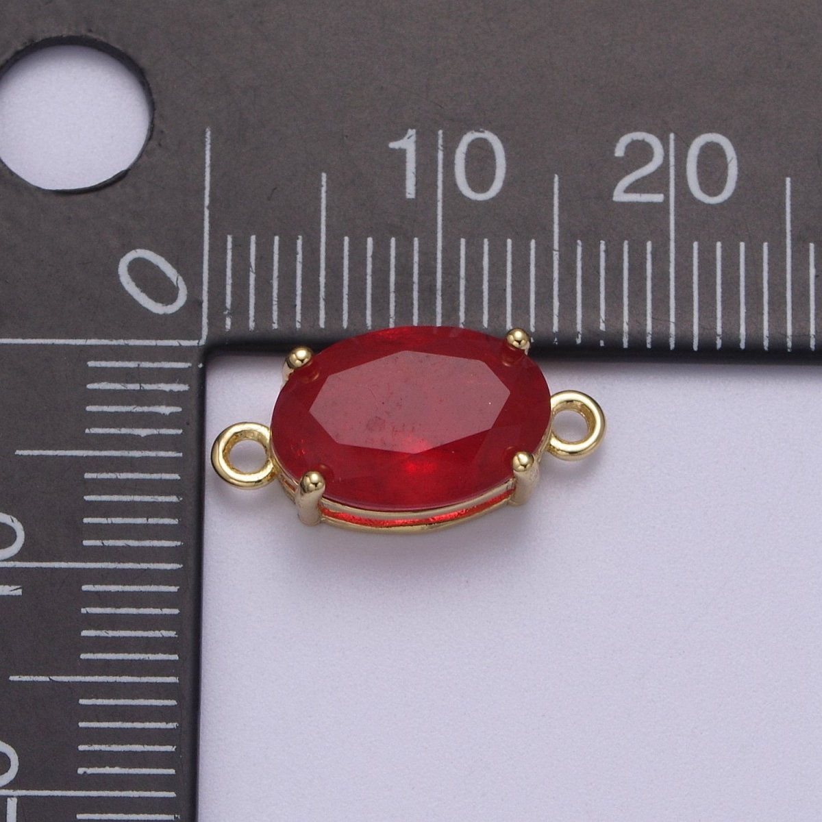 Oval Solitaire CZ Birthstone Charm Connector Geometric Diamond Cut Dainty Cubic Zirconia Connector for Necklace Earring Supply F-661~F-673 - DLUXCA