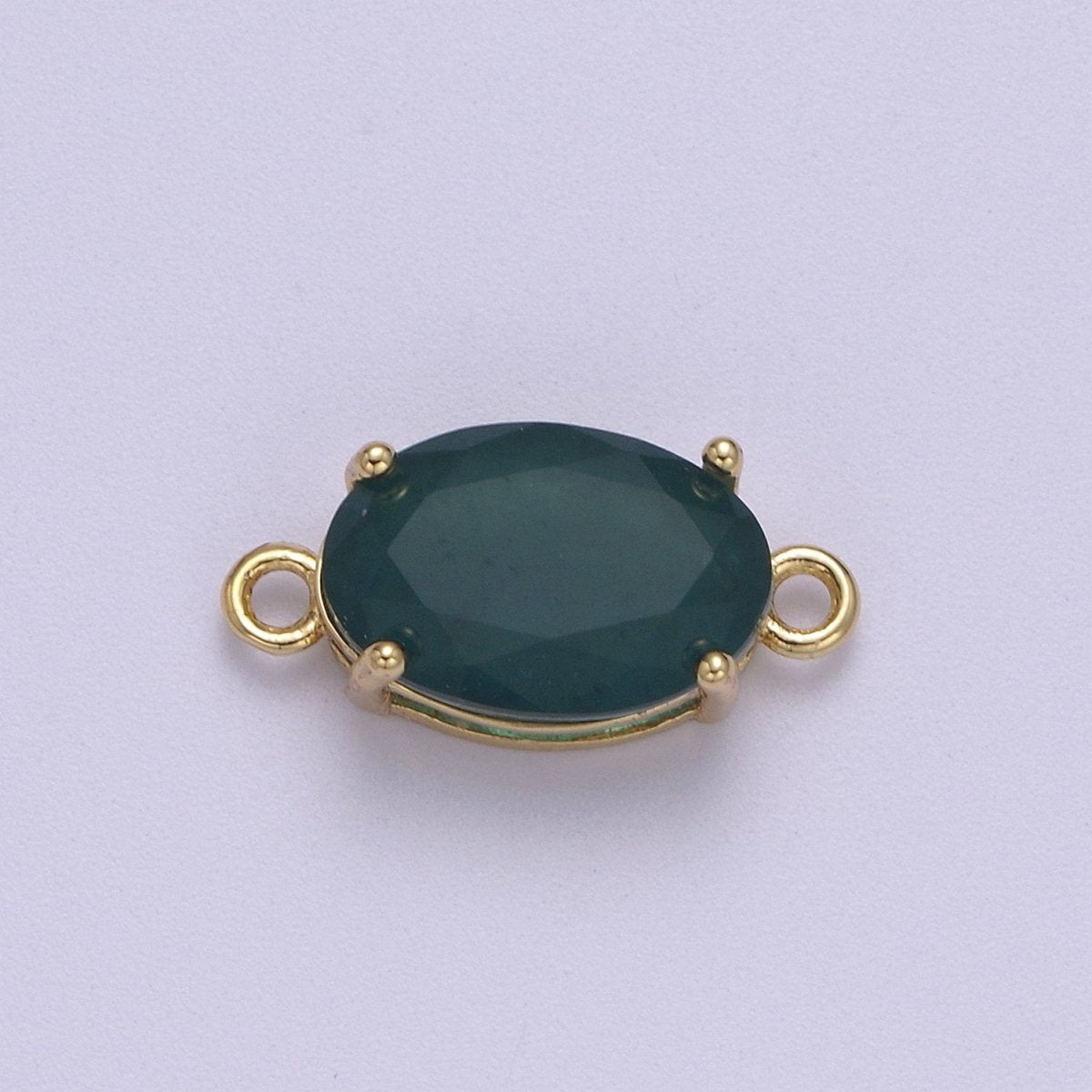 Oval Solitaire CZ Birthstone Charm Connector Geometric Diamond Cut Dainty Cubic Zirconia Connector for Necklace Earring Supply F-661~F-673 - DLUXCA